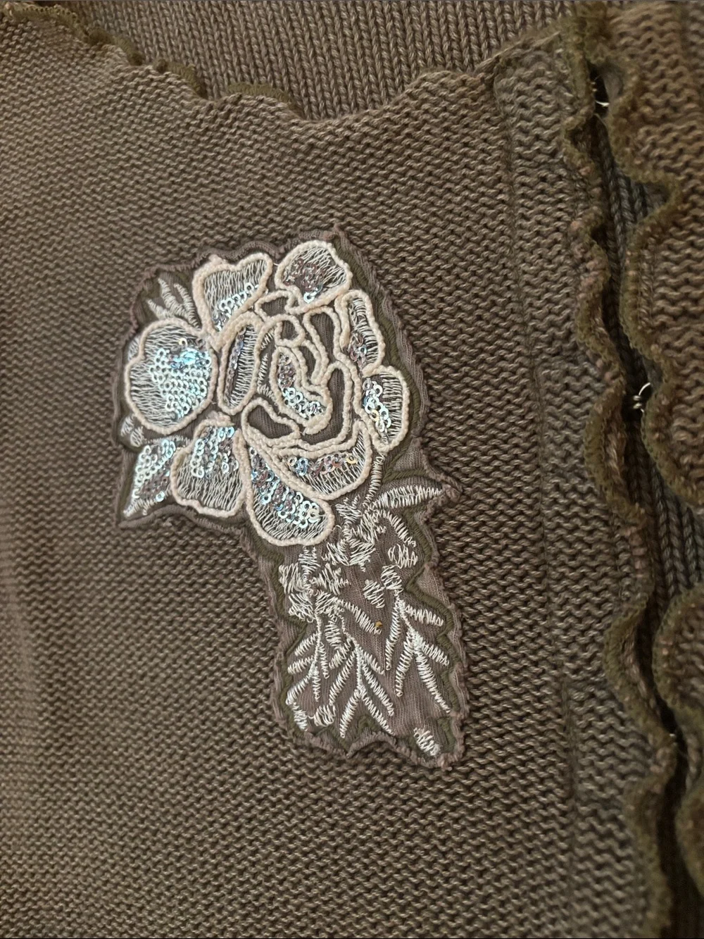 silence + noise Kimchi Blue Natalia Knit Cardigan with White Floral Appliqué